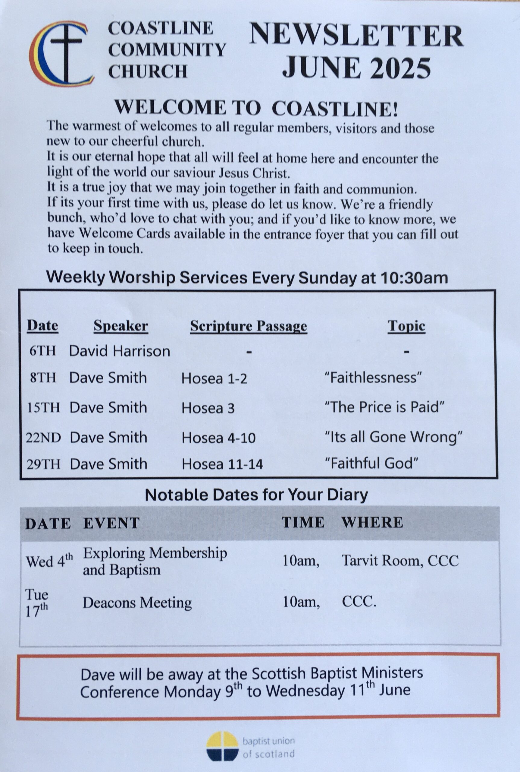 This Month's Services